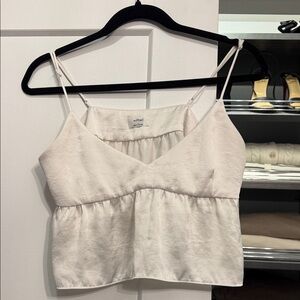 Wilfred Cream V-Neck Satin Cami with Gathered Waist